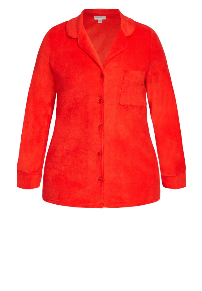 Plain Button Fleece Sleep Top image number null