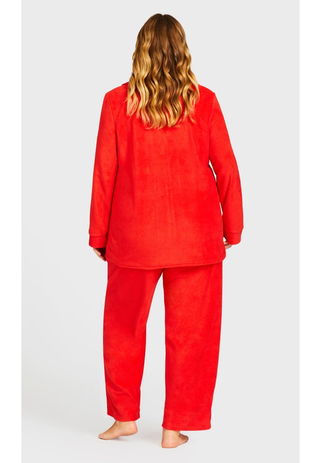 Plain Button Fleece Sleep Top image number null