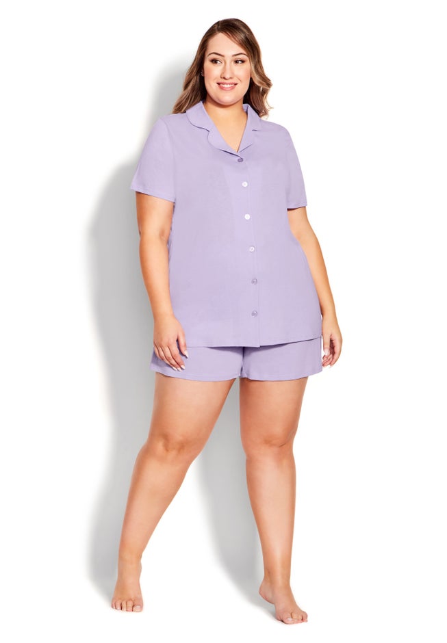 Button Short Sleeve Sleep Top image number null