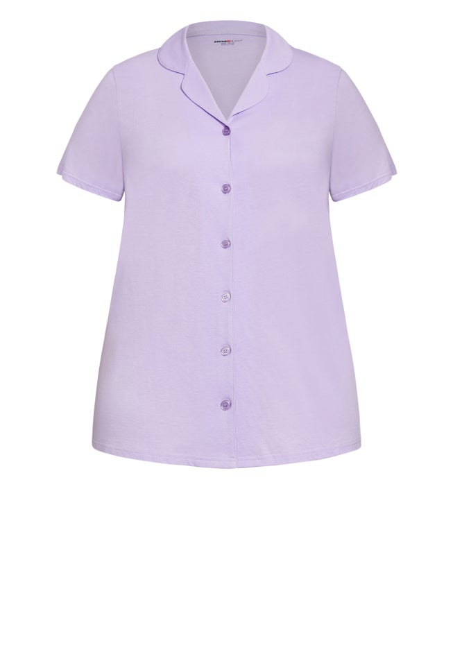 Button Short Sleeve Sleep Top image number null