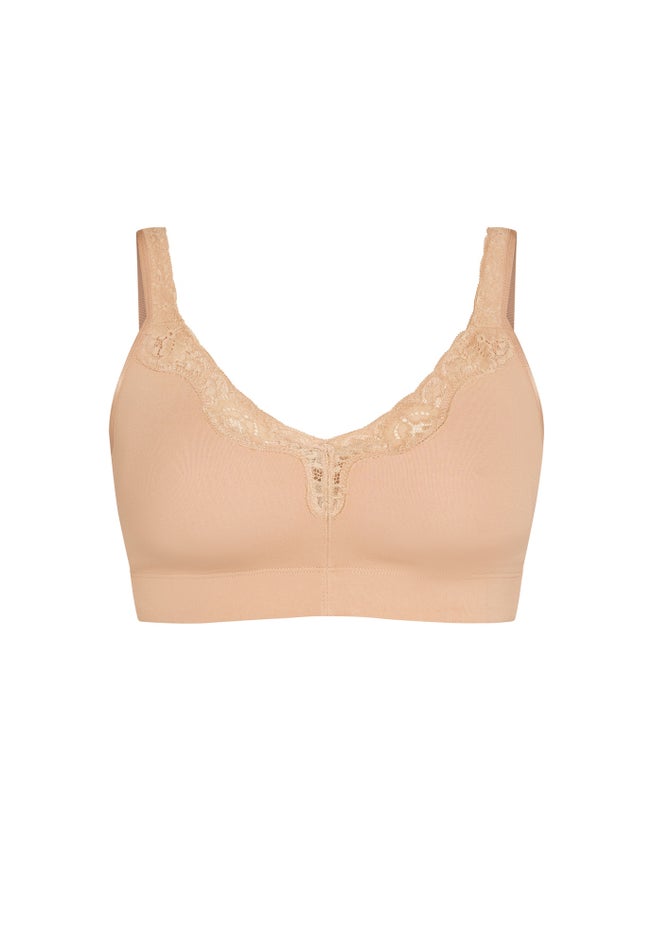Comfort Cotton Wire Free Lace Bra image number 2