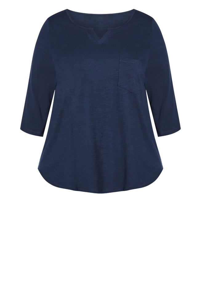 Notch Neck Plain Tee image number 2