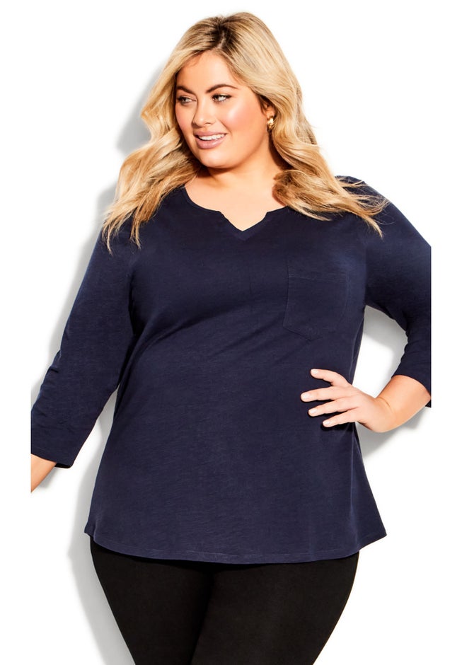 Notch Neck Plain Tee image number 3