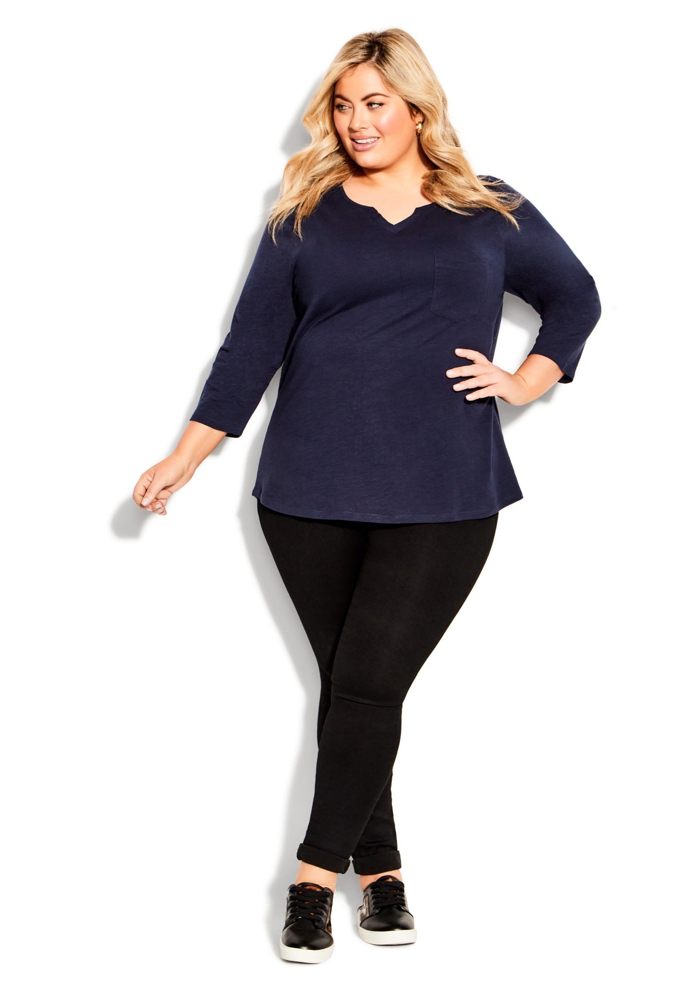 Notch Neck Plain Tee image number 0