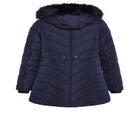 Chevron Faux Fur Hood Long Puffer Coat image number 5
