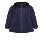 Chevron Faux Fur Hood Long Puffer Coat image number 6