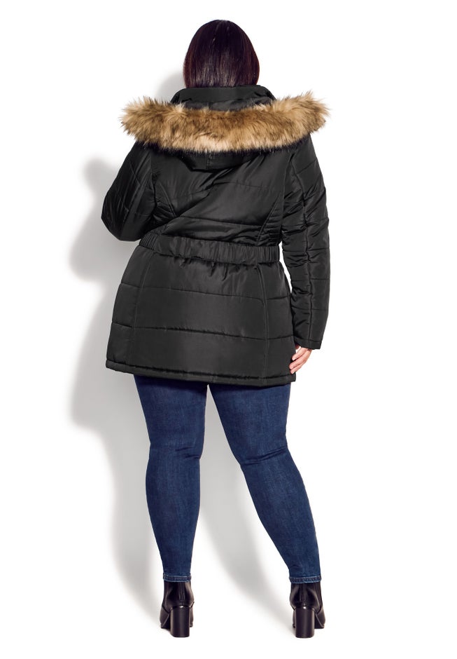 Belted Hood Puffer Coat image number 1