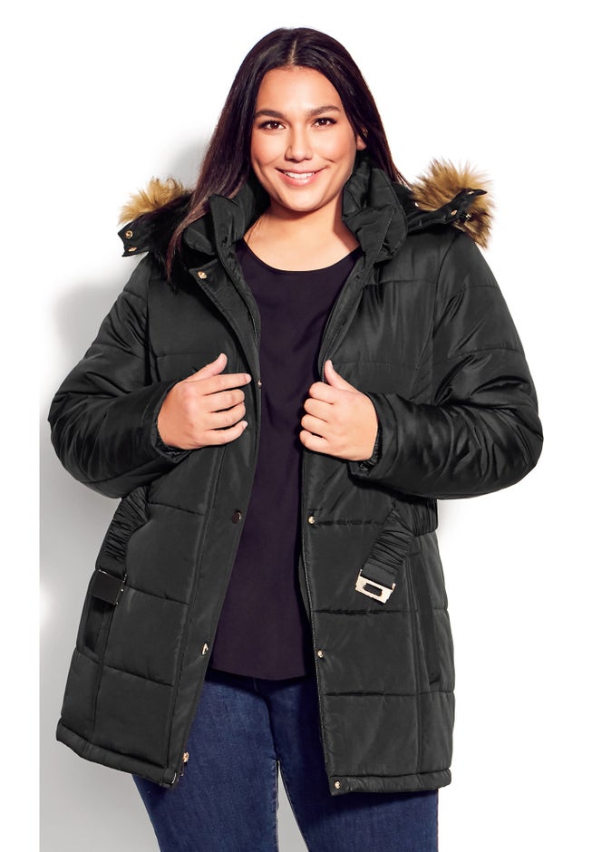 Belted Hood Puffer Coat image number 3