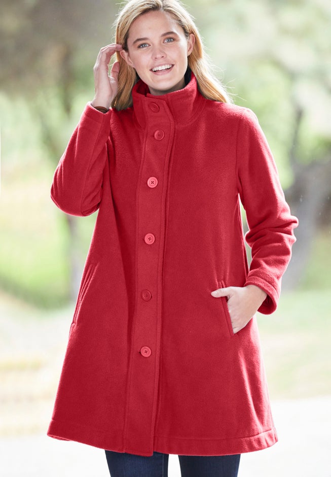 Fleece Swing Funnel-Neck Coat image number 6