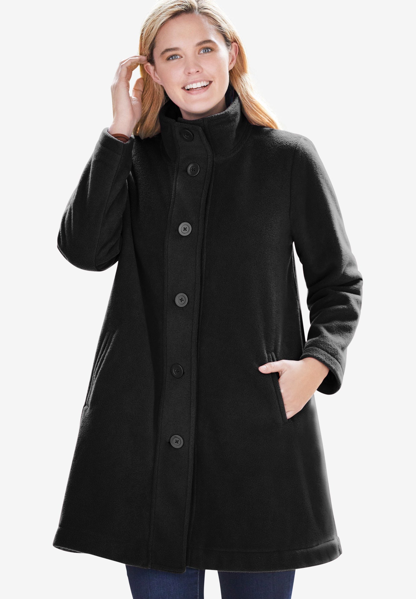 Fleece Swing Funnel-Neck Coat image number 0
