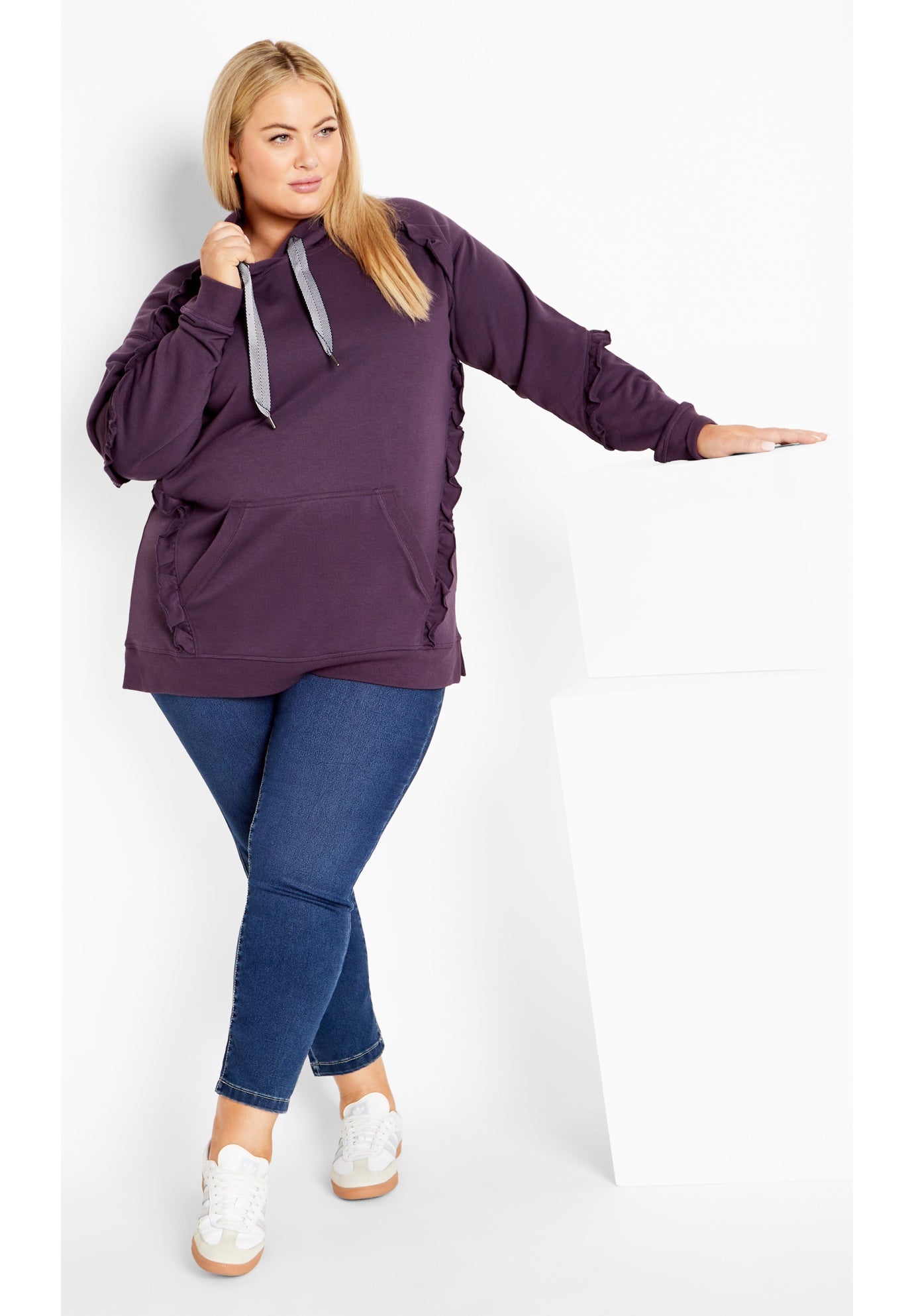 Frill Plain Hoodie image number 1