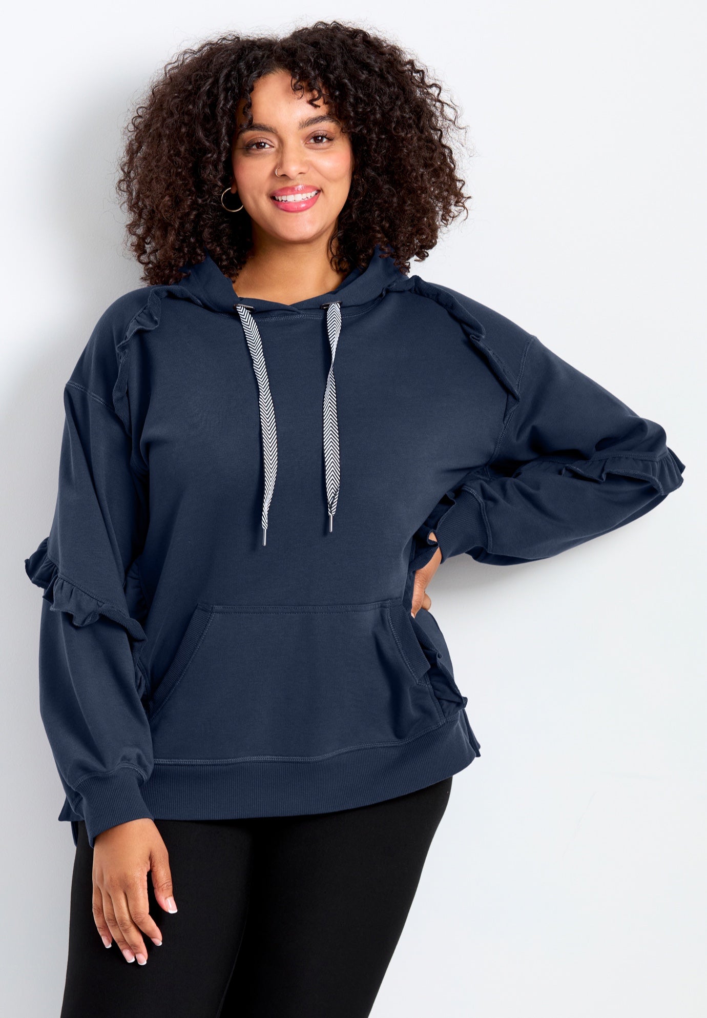 Frill Plain Hoodie image number 0