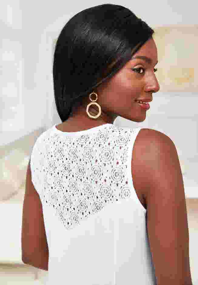 Stretch Cotton Crochet-Back Maxi Dress image number 1