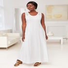 Stretch Cotton Crochet-Back Maxi Dress image number null