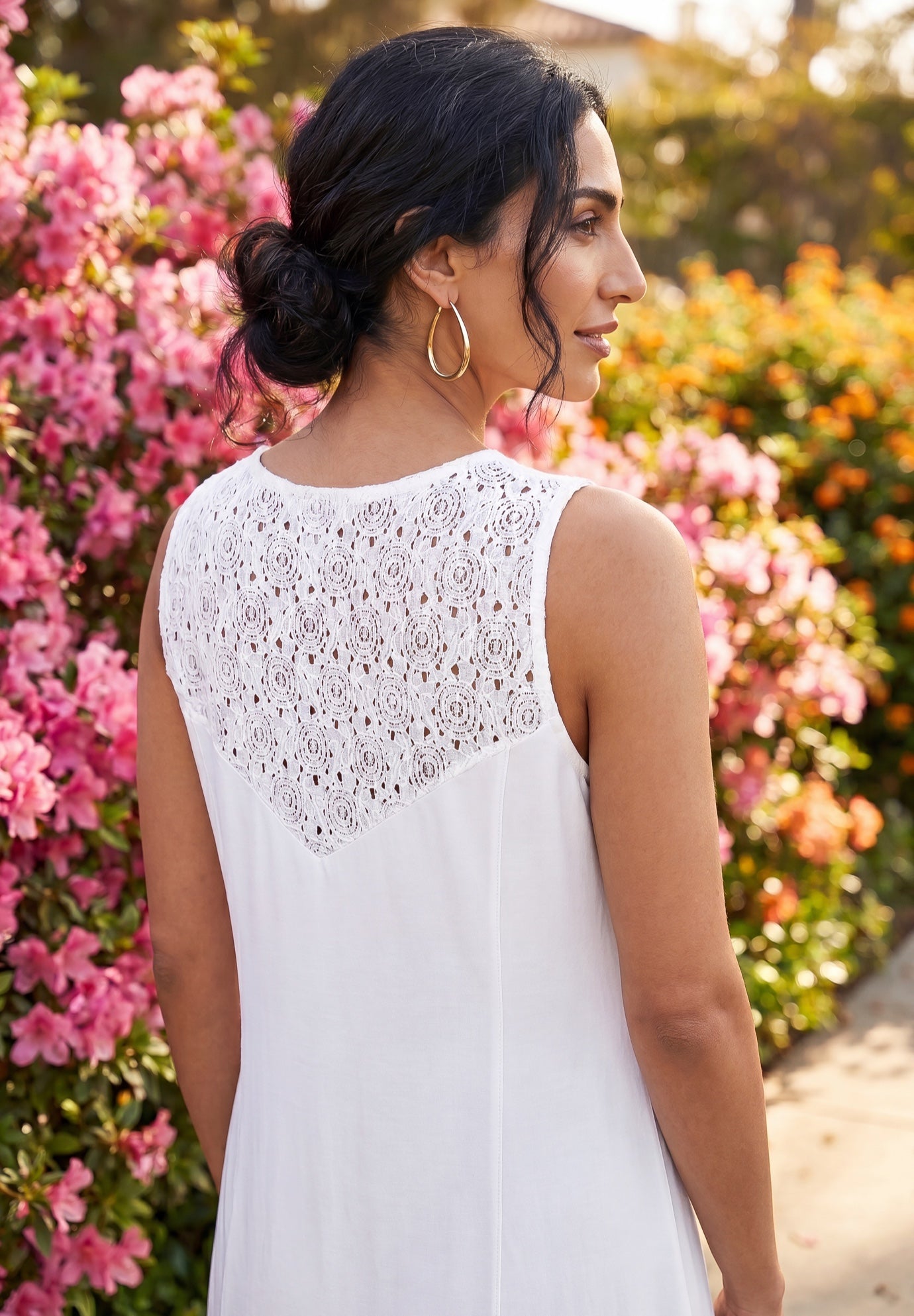 Stretch Cotton Crochet-Back Maxi Dress image number 1