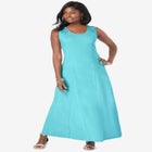 Stretch Cotton Crochet-Back Maxi Dress image number null