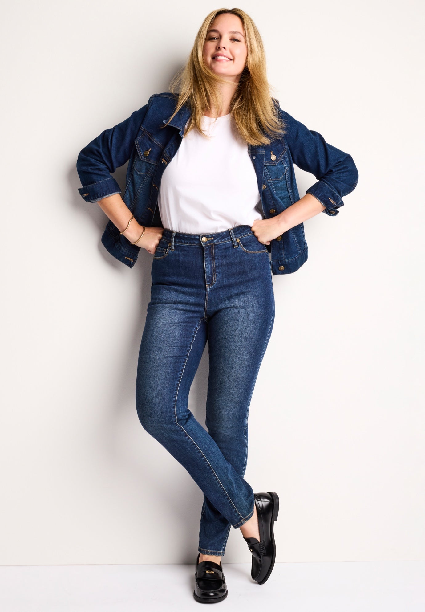 Stretch-Denim Slim-Leg Five-Pocket Jeans image number 5