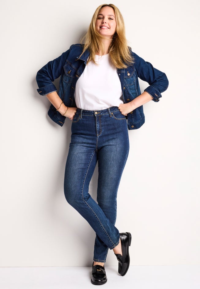Stretch-Denim Slim-Leg Five-Pocket Jeans image number 5