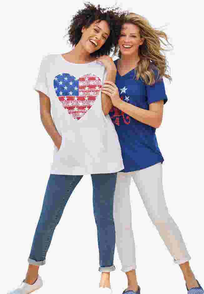 Womens Plus-Size Stretch-Denim Slim-Leg Five-Pocket Jeans image number 5
