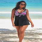 Tie Front V-Neck Swimdress image number null