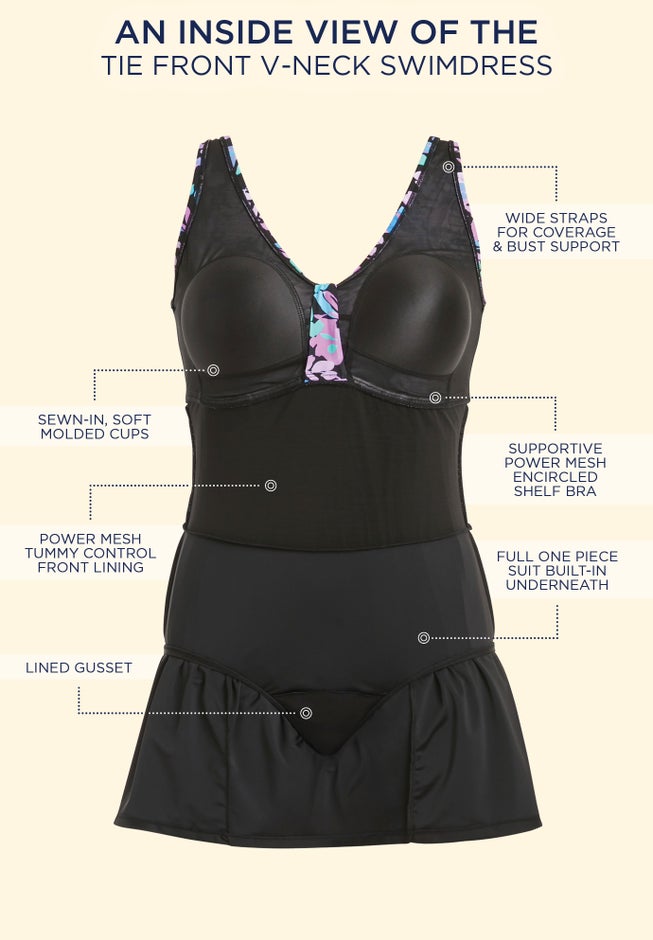 Tie Front V-Neck Swimdress image number 4