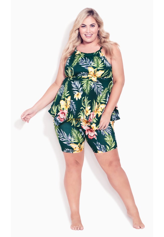 Handkerchief Print Tankini Top image number 1