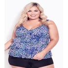 Ruffled Print Tankini Top image number null