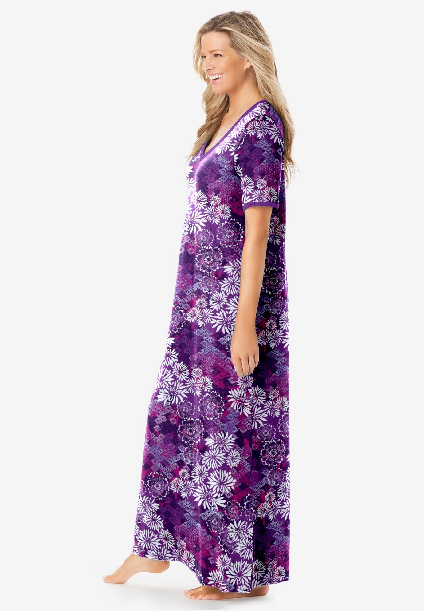 V-Neck Short Sleeve Maxi Lounger image number 2