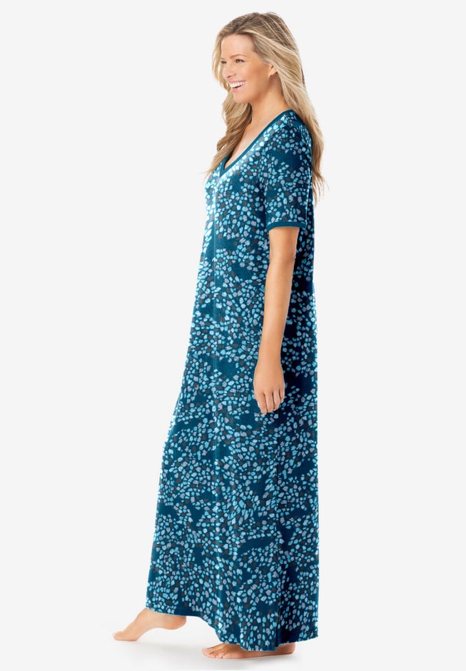 V-Neck Short Sleeve Maxi T-Shirt Lounger image number 2