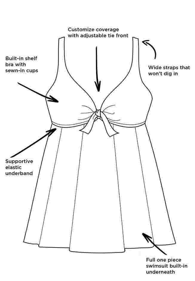Longitude Tie Front Swimdress image number 2