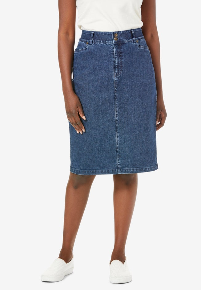 Tummy Control Denim Skirt image number null