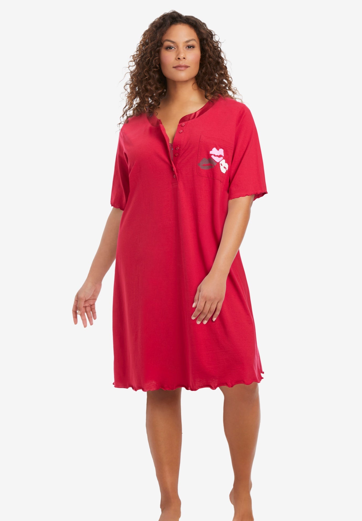 Satin Trim Cotton Sleepshirt image number 0