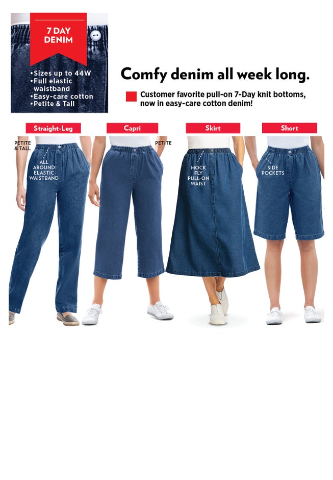 Straight-Leg All-Cotton Denim Pull-On 7-Day Elastic-Waist Jeans image number 3