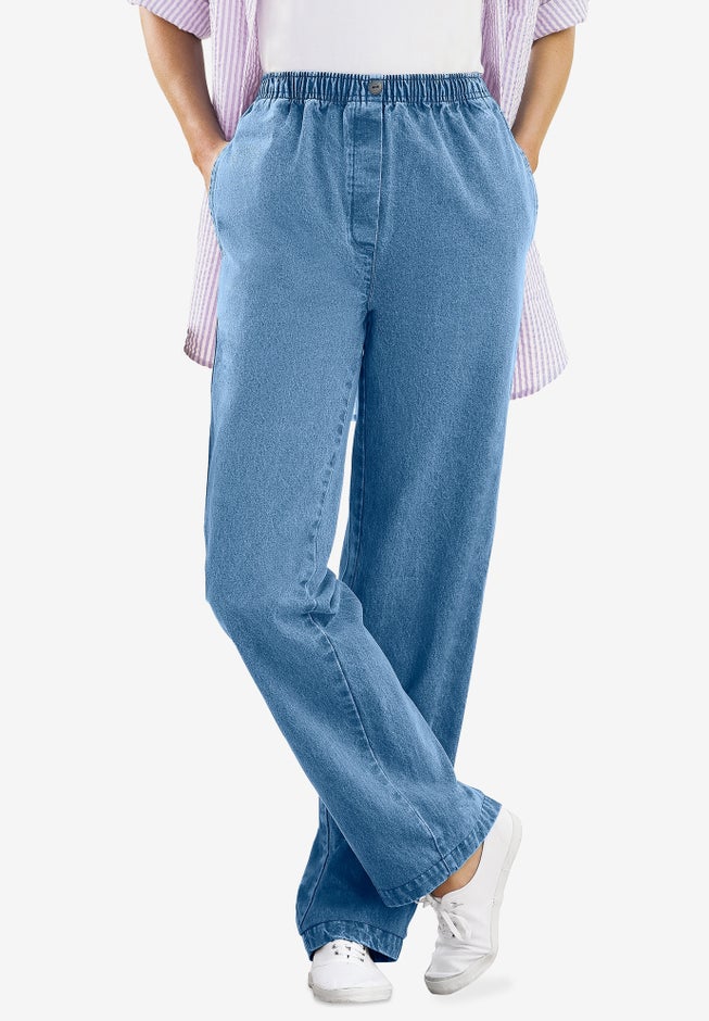 Straight-Leg All-Cotton Denim Pull-On 7-Day Elastic-Waist Jeans image number 4