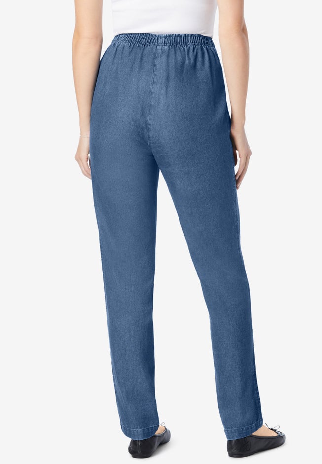 Straight-Leg All-Cotton Denim Pull-On 7-Day Elastic-Waist Jeans image number 1