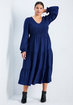 Indi Puff Sleeve Shirred Dress