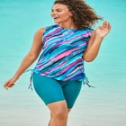 Chlorine Resistant Swim Tank Coverup with Side Ties image number null