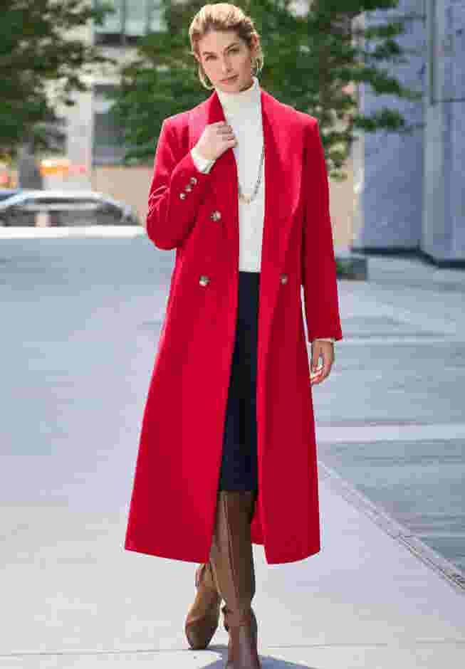 Long Shawl Collar Wool Coat image number 2