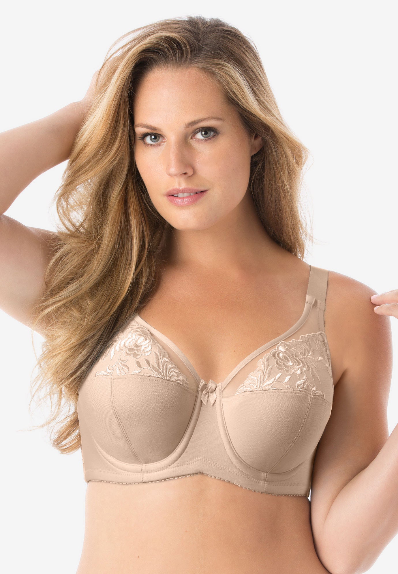 Elila&reg; Embroidered Microfiber Underwire Bra 2401 image number 0