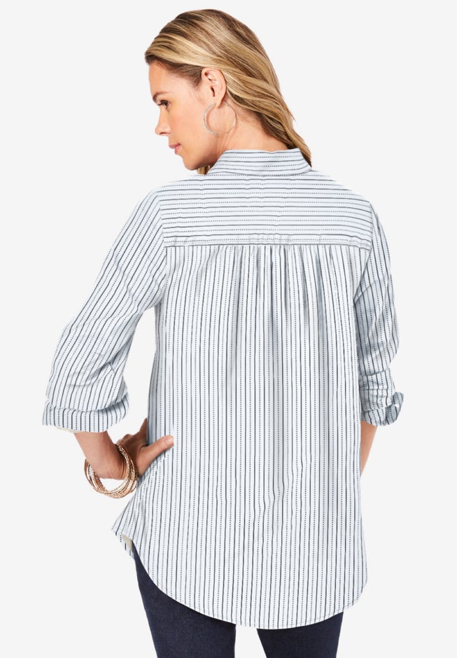Plus Size Kate Long Sleeve Easy Cotton-Blend Button-Front Shirt image number 1
