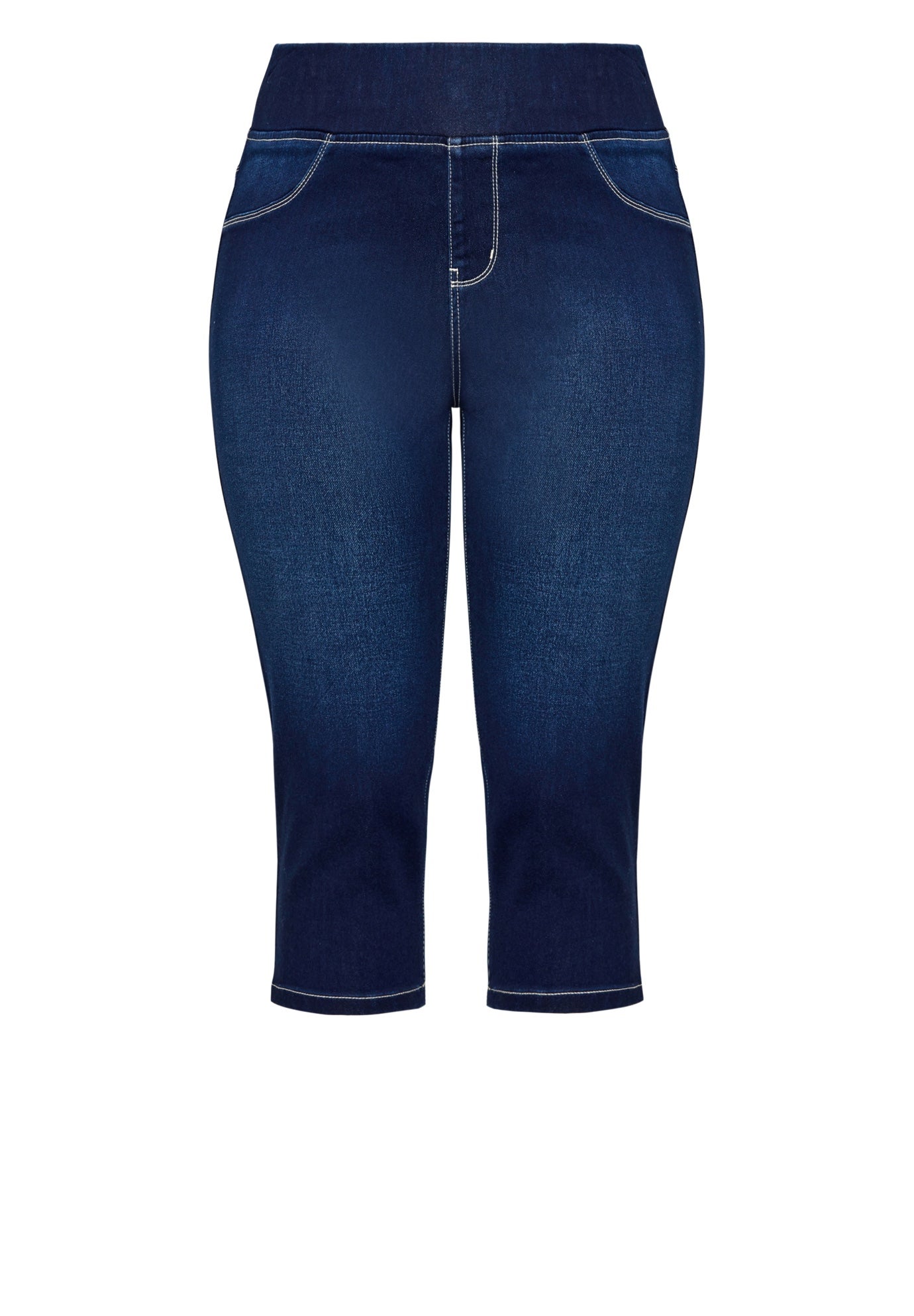 Pull On Cropped Denim Capri image number 2