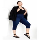 Pull On Cropped Denim Capri image number 3