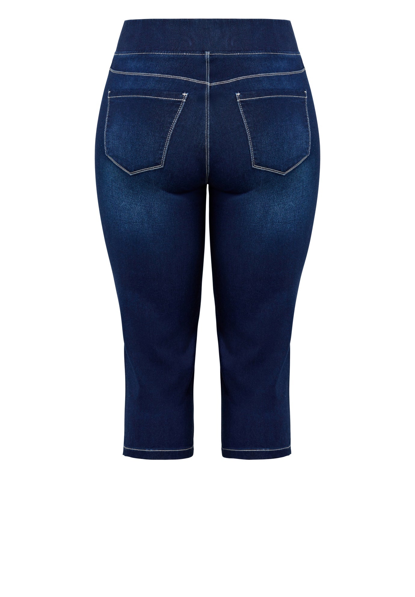 Pull On Cropped Denim Capri image number 4