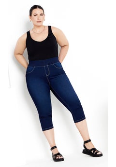 Pull On Cropped Denim Capri