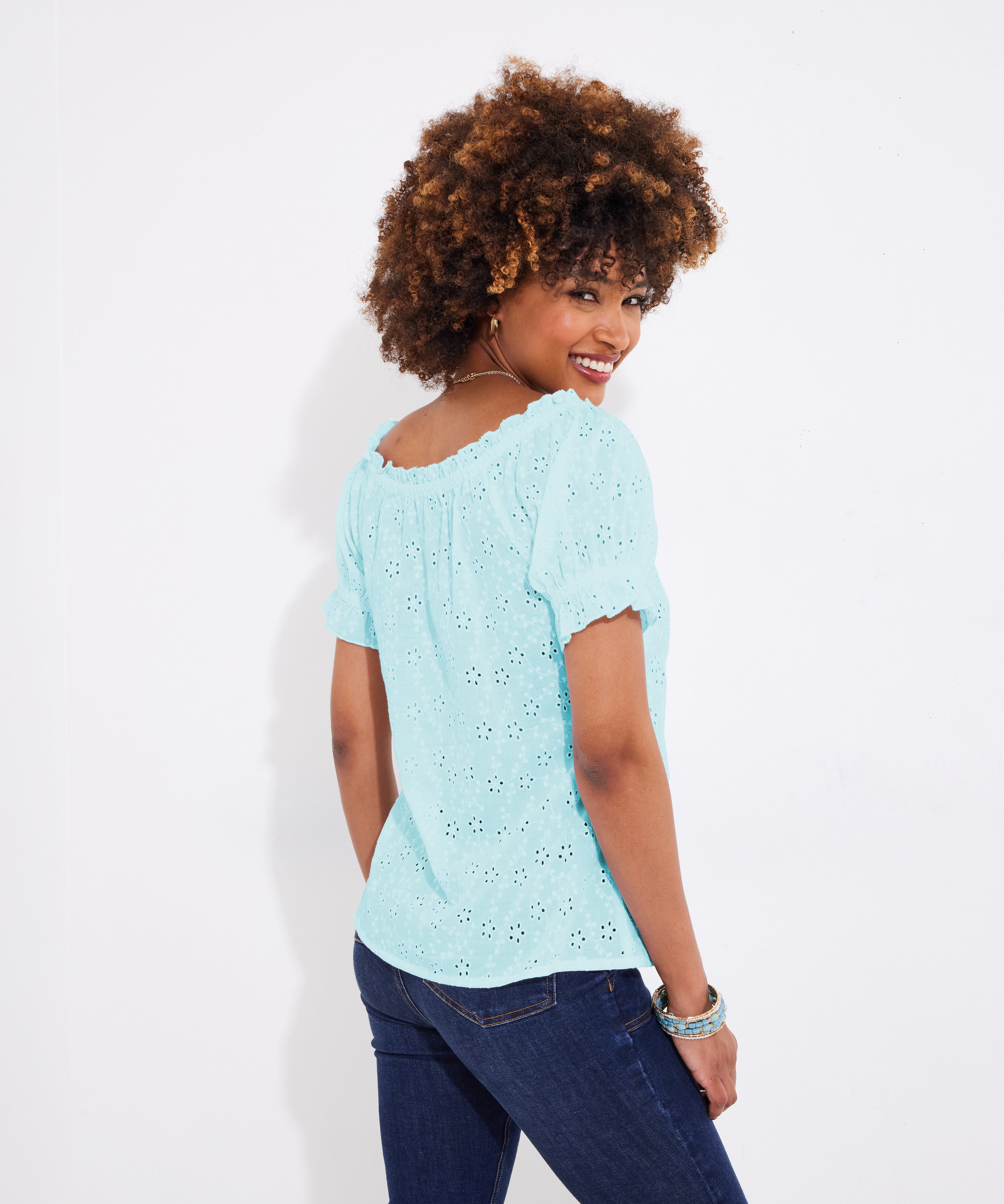 Eyelet Peasant Blouse image number 2