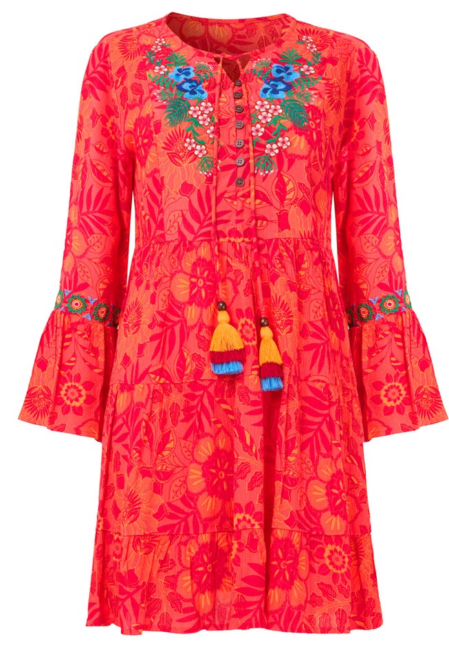 Boho Embroidered Crinkle Tunic image number 1