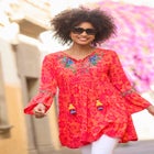 Boho Embroidered Crinkle Tunic image number null