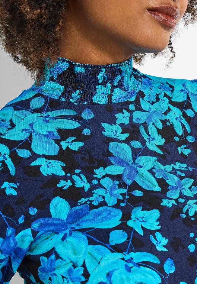 Stretch Knit Mockneck Midi Dress image number 1