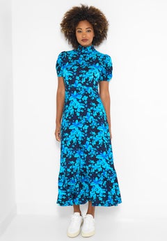 Stretch Knit Mockneck Midi Dress