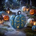 Pre-Lit Carved Resin Pumpkin image number 3
